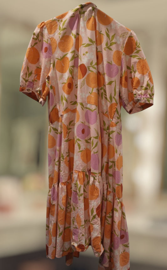 Fruit Print Wrap Maxi Dress Fits XS , Small
