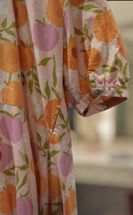 Fruit Print Wrap Maxi Dress Fits XS , Small